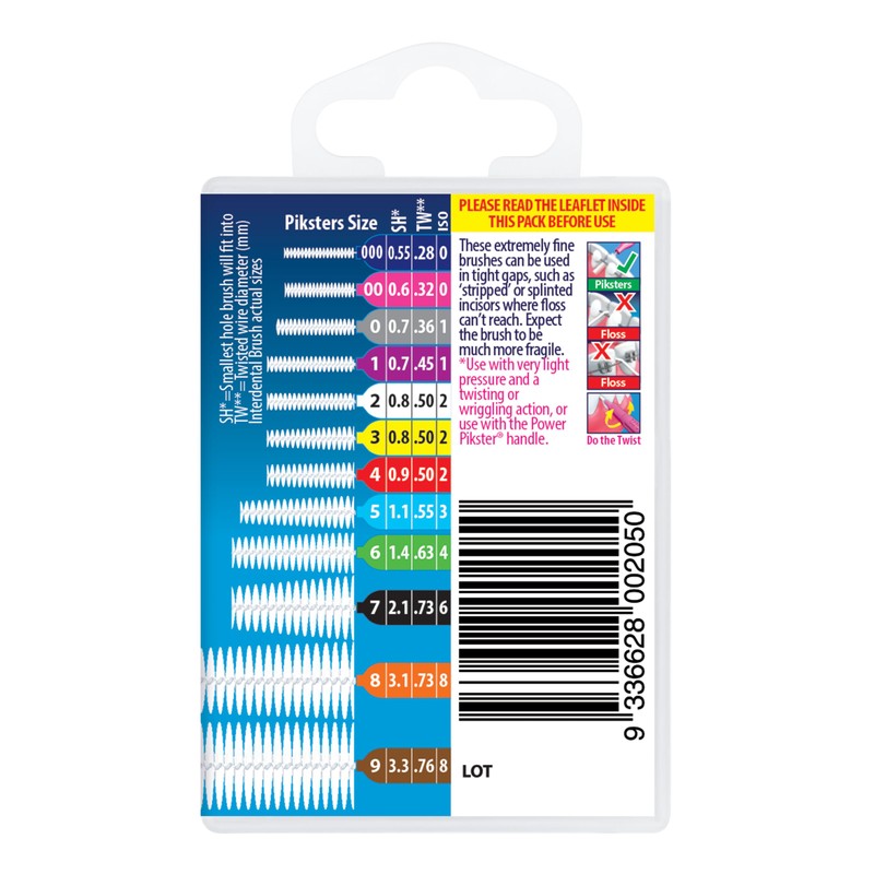 Piksters Interdental Brushes, 40 pk, Size 00, Interdental Tooth Brush