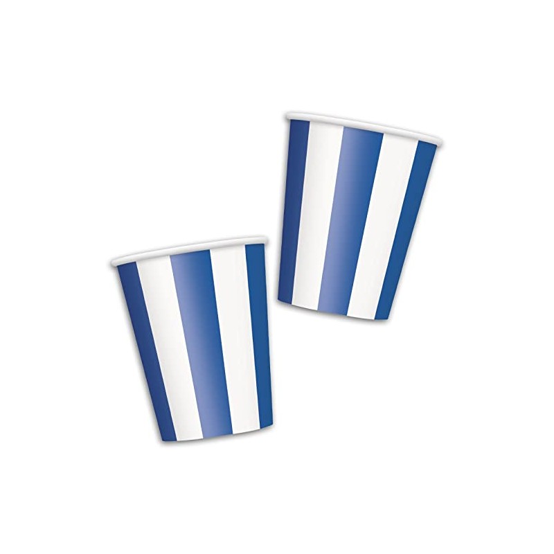 Unique Party 38016 - 12oz Royal Blue Striped Paper Cups,