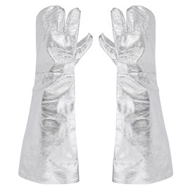2Pcs ThreeFinger Thicken Cotton Welding Gloves 1000℃ Radiant Heat Fire Resistant Aluminum Foil Firefighting Gloves