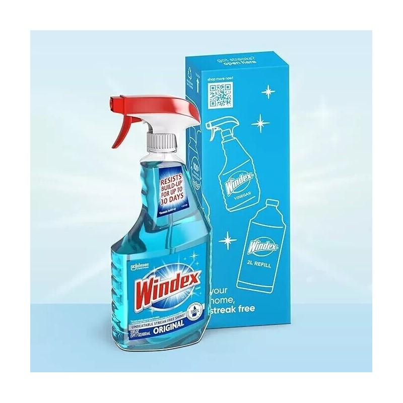 Windex Glass and Window Cleaner Spray Bottle, Original Blue, 23