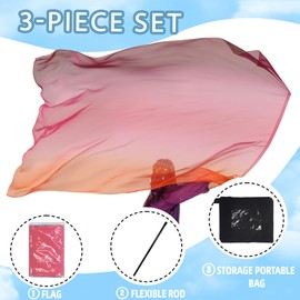 Baisdan 78 * 55" Extra Long Worship Flags with Flex Rod, Church Liturgical Praise Adoration Dance Banner（7#ORANGE-RED-PURPLE）