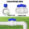 EPHECH 20PCS 1/2" PVC Ball Valve, SCH40 Slip PVC Water
