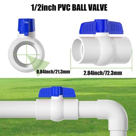 EPHECH 20PCS 1/2" PVC Ball Valve, SCH40 Slip PVC Water Pipe Valve with Easy Turn Blue T-Handle, Shut-Off Ball Valve Socket for Swimming Pool, Sprinkler Lines, Outdoor Plumbing & Irrigation System
