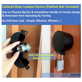 Gascem Door Knob Lockout Device (Matt Black, Padlock Not Included). Door Handle Lock - Prevents Doorknobs from Turning and Access to Keyhole. Childproof Door Knob Cover.