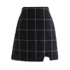 CHICWISH Women's Black Grid Wool-Blend Mini Bud Skirt