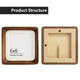 Moudra Handcrafted Solid Wood Picture Frame with Mat for Wall or Tabletop Display, Perfect for Photos and Artwork. (Walnut, 6"x6" matted to 4"x4")