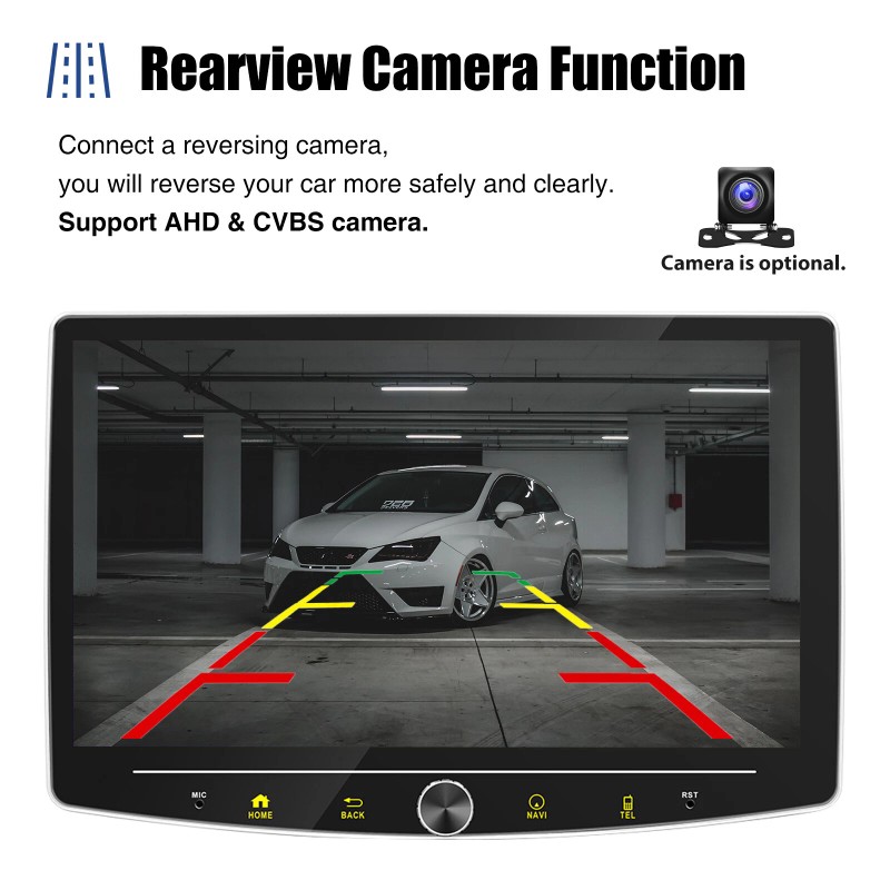 ESSGOO 1DIN 10" 360° Rotatable Car Stereo Touchscreen Screen Bluetooth