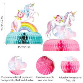 HENGBIRD Pack of 9 Unicorn Honeycomb Unicorn Party Decoration 3D Honeycomb Unicorn Rainbow Honeycomb Centrepieces Paper Centrepiece Table Toppers Decoration for Girls Birthday Theme Party Table