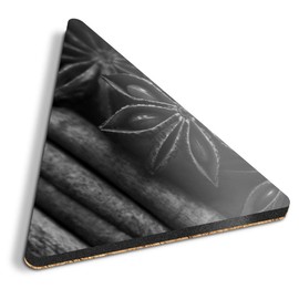 1 x Triangle Coaster - BW - Star Anise Cinnamon Sticks Spices Chef Cork Backed MDF Glossy Tea Coffee Accessory #43586
