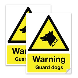 SAFESIGN (2 Pack) Warning Guard Dogs Vinyl Sign Stickers 200 X 150mm - Security Waterproof Vinyl Conforms to EN ISO 7010:2012