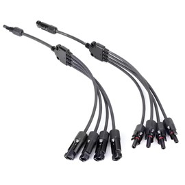 MC4 connectors Solar Y Branch Connectors MC4 Long Solar Panel Connectors 1 to 4 Solar Cable Wire Plug Tool Kit (M/FFFF and F/MMMM)