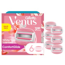 Gillette Venus ComfortGlide White Tea Women's Razor Blades, 3-Blade Razor Refills, 6 Count, Holiday Gifts for Women