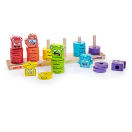 Open The Joy Emotions Stacking Rings – 30pc Rainbow Stacking Toy for Toddlers, Baby Sensory Learning Toy, Fine Motor Skill Development – Montessori Toys for 1 Year Old, Ages 12 Months and Up