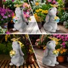 Foyucool Solar Garden Statue Rabbit with Solar Lantern, Outdoor Sculpture