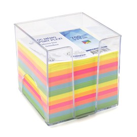 WAYTEX 931151 Memo Pad with 700 Colourful Notes 9 x 9 cm with Transparent Plastic Holder