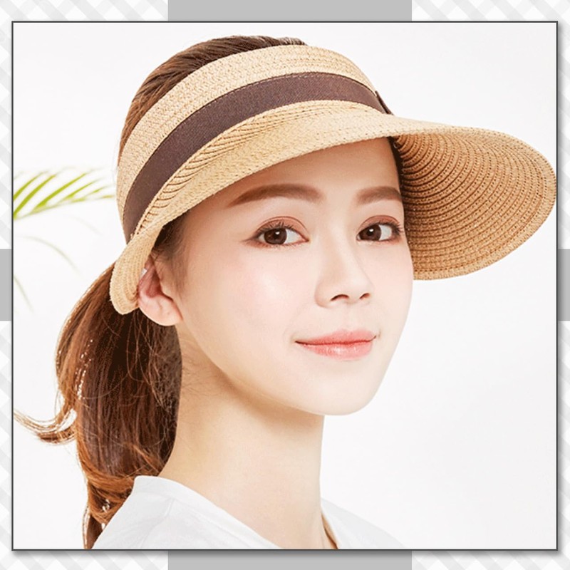 Chrome Crane CB144 Women's Visor Sun Visor, Straw Wide, Brim