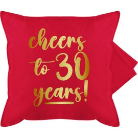Kissenbezug - Kissen - Cheers to 30 years I 30. Frauen Geschenkideen 30 Jahre Geburtstag Männer Geschenk 30er Frau I Dreißigster I 30iger I 30ter - 50 x 50 cm - Rot - geschenk+zum+30.+geburtstag