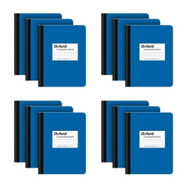 Oxford Composition Notebook 12 Pack, School Supplies, Notebooks for School, Journal for School, Writing Book, Wide Ruled Paper, 7.5 x 9.75 Inches, 80 Sheets, Blue Covers (63743)