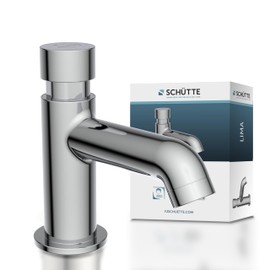 Schütte Lima Cold Water Tap, Fitting, Bathroom Tap Only for Cold Water, Pillar Valve with Chic Pressure Handle, 46951, Chrome, Standard