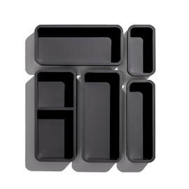 SMIRLY 5-Piece Bamboo Kitchen Drawer Organizer Set for Large and Small Utensils, Multi-use Storage Box - Bathroom, Nightstand, Jewelry, Cutlery, Knife, Spice, Towel, Junk Drawer Tray