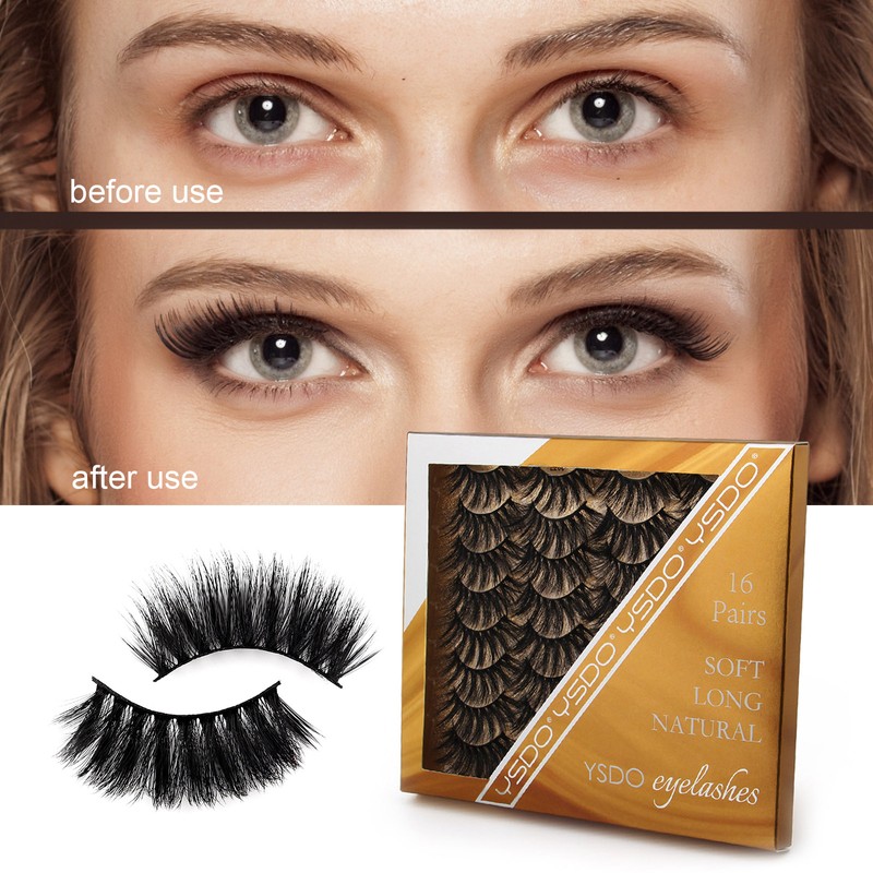 SHIDISHANGPIN 16 Pairs 3D Fake Eyelashes False Eyelashes for Eye
