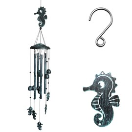 Yblenic Decor - Carillones de viento para exteriores, campanillas de viento únicas para jardín, porche, patio y campanillas de viento para mamá/cumpleaños (caballito de mar)