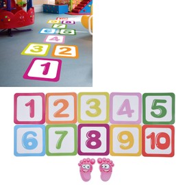 Uadme Game Floor Sticker Puzzle Games Number Hopscotch Footprint DIY Hopscotch Game Wall Stickers Floor Decals Waterproof PVC for Kids Room