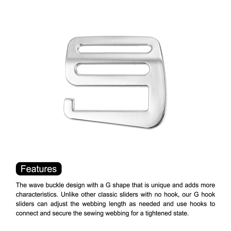 sourcing map Metal G Hooks Webbing Buckles, 4Pcs 1.5" 38mm