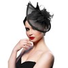DRESHOW Fascinator Hats for Women Pillbox Hat with Veil Headband