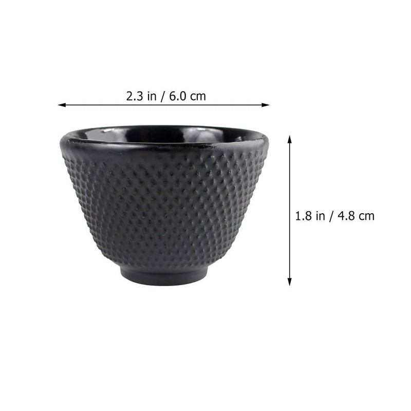 HEMOTON 4pcs Japanese Tea Cup Black Cast Iron Teacup Coffee