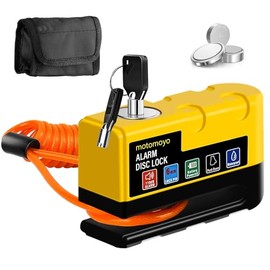 Brake Disc Lock with 110 dB Alarm System - High Security Motorcycle Lock, Waterproof, 1.5 m Recall Cable + Transport Bag for Motorcycle, E-Bike, Scooter (Universal)