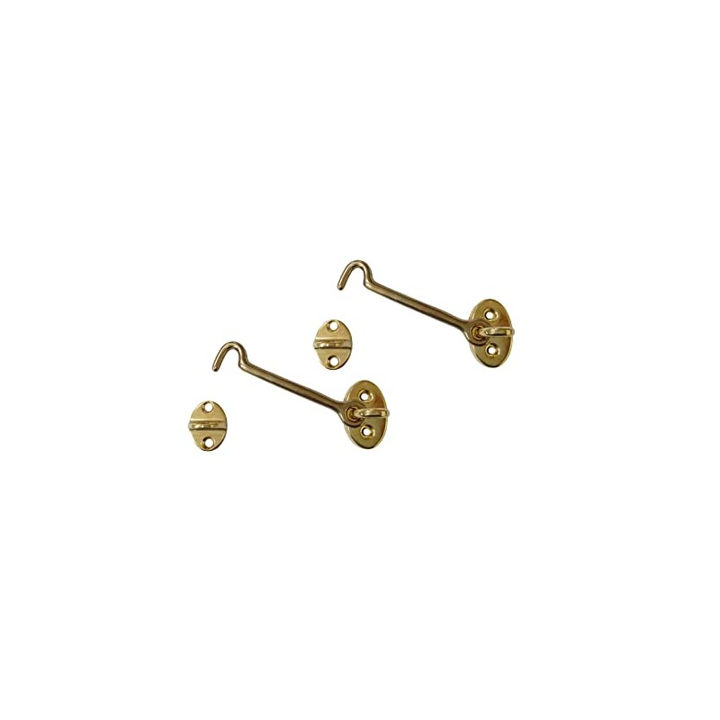 QCAA Heavier Duty Brass Door Hook Latch & Eye, 6"