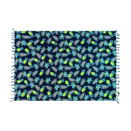 SAIVONA Pareo Sarong Tuch Damen - Wickelrock Strand - Strandtuch Blickdicht als Wickeltuch oder - Handtuchkleid und Wickelkleid Damen - Handarbeit aus Fair Trade Herstellung Batik Blau Blume