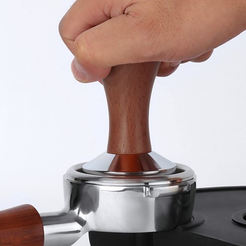 51mm Solid Aluminum Coffee Tamper, Wooden Handle Espresso Press Tamper