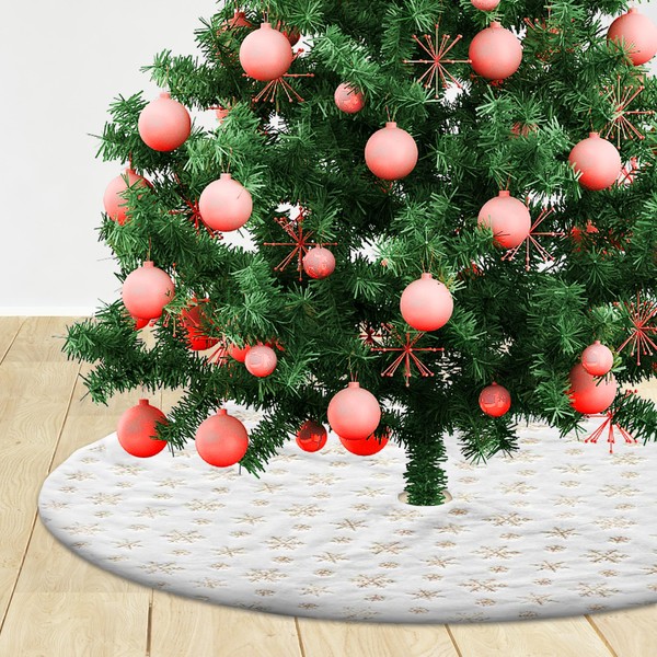 Christmas Tree Skirt White Faux Fur Tree Skirt for 7