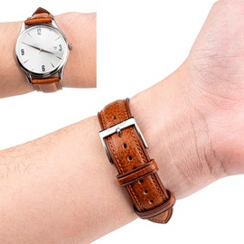 Gomvadr Italian Leather Watch Band Tuscany Vegetable-Tanned Genuine Leather Strap,18mm 19mm 20mm 21mm 22mm XL XXL Replacement Watch Straps for Men and Women（22mm-XXL