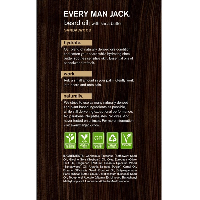 Every Man Jack Beard Oil, 1.0-ounce (Sandalwood)