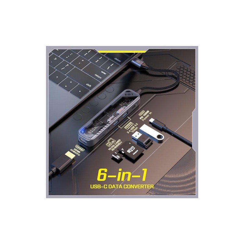 MicroPack Estación de acoplamiento USB C 6 en 1, 4K60Hz