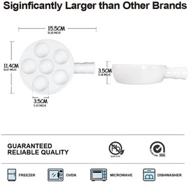 jinsongdafa Ceramic Escargot Plates Appetizer Dishes, Baked Snails,Baked Scallop(2-Pack) White 15.8CM with Handle Footed Dishes, Oven Safe Holes Set for Home Restaurant Hotel