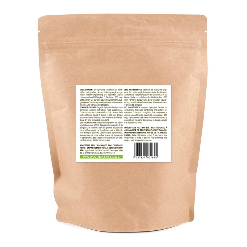 GreatVita Organic Spirulina Tablets (500 mg) Approx. 800 Tablets Spirulina