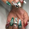 Vopintpy Christmas Press on Nails Long Square Fake Nails Elk