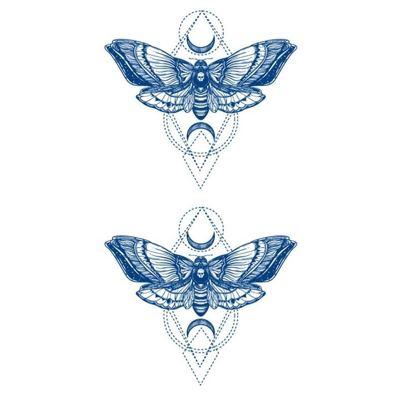 2 Blätter Temporäres Motte Tattoo Mond Motte Tattoo Luna Motte