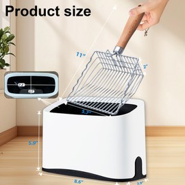 Metal Cat Litter Scoop with Holder, Poop Scooper with Stand and 2 Rolls of Garbage Bags, Heavy Duty Stainless Steel Shovel with Wooden, Kitty Quick Sifter for Easy Cleaning, Essential items for Cats