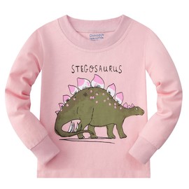 Girls Pyjamas Set Cotton Dinosaur Pjs Long Sleeve 2 Piece Outfit Pajamas Children Christmas Clothes for Kids 2-8 Years Pink