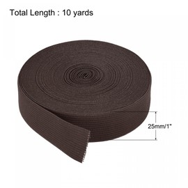 sourcing map Elastic Bands for Sewing 2.5cm 10 Yard Brown Knit Elastic Spool High Elasticity for Wigs, Waistband, Pants
