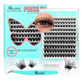 Set Extension De Pestañas Autoadhesivas Con Pinzas 120 Pieces 10-18 Mm Longitud Mixta Cu rvatura D Efecto Natural, Ideal Para Principiantes Azul. 1 Cm