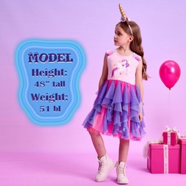 VIKITA Toddler Girls Summer Dresses Sleeveless Pink & Purple Pony Party Dress for Kids Birthday Gift 3-8 Years SH4876, 4T