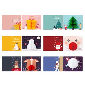 Christmas Cards, 6-Pack of Christmas-Themed 3d Pop-Up Greeting Cards, Perfect for Gifting to Family and Friends During the Holiday Season. Each Card Comes with an Envelope and Sealing Stickers