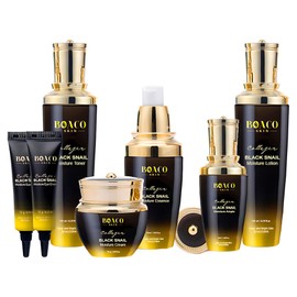 Boako Skin Snail Collagen Black Snail 6-piece skin care set Wrinkle improvement whitening functional women's cosmetics basic set, 1 set / 보아코스킨 달팽이 콜라겐 블랙스네일 6종 스킨케어 세트  주름개선 미백 기능성 여자 화장품 기초세트, 1세트