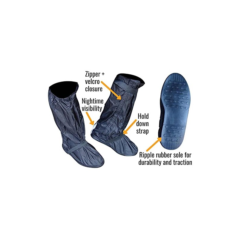 GEARS Reusable Waterproof Boot Covers with Non-Slip Rubber Soles |
